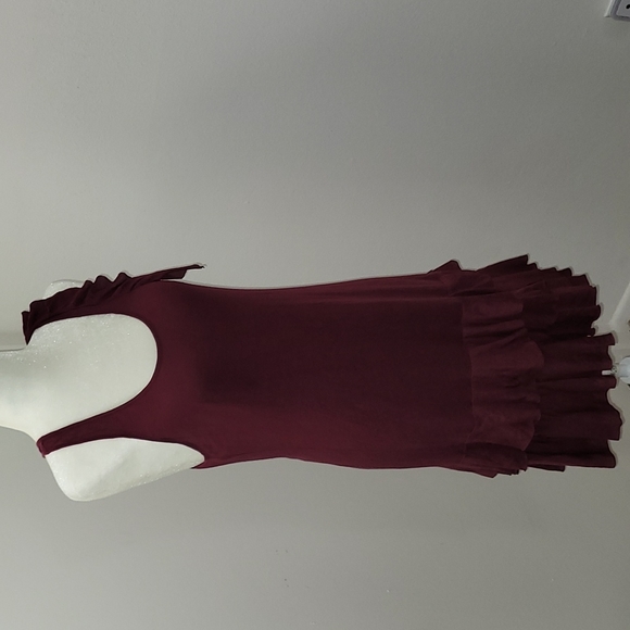 Juicy Couture Burgundy Ruffle Tiered Bottom Mini Summer Dress Size Small GUC - Picture 3 of 16